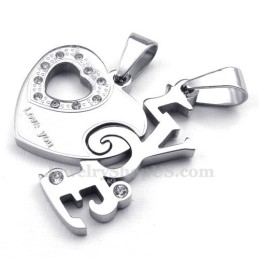 Collier Pendentif Couple En Titane Charming Hearts (Chaîne Offerte) (Une Paire)