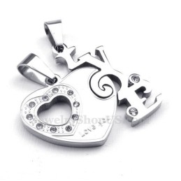 Collier Pendentif Couple En Titane Charming Hearts (Chaîne Offerte) (Une Paire)