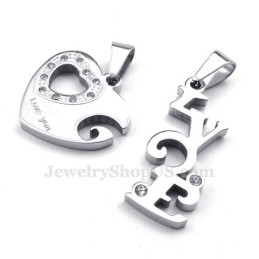 Collier Pendentif Couple En Titane Charming Hearts (Chaîne Offerte) (Une Paire)