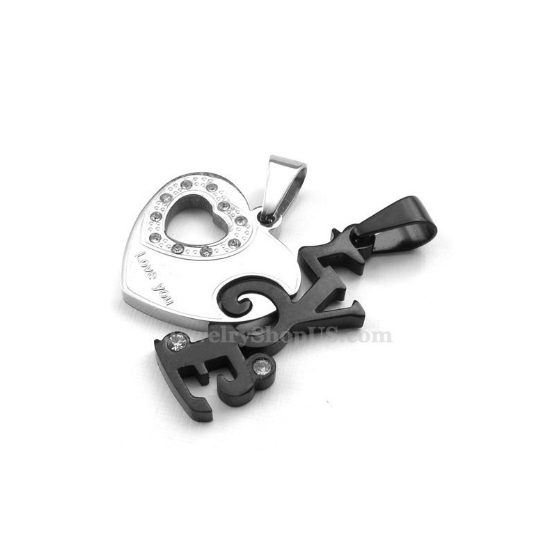 Collier Pendentif Cœur En Titane Tendance Pour Couple (Chaîne Offerte) (Une Paire)