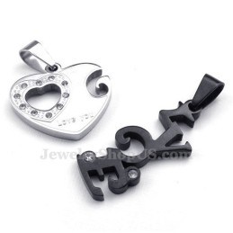 Collier Pendentif Cœur En Titane Tendance Pour Couple (Chaîne Offerte) (Une Paire)