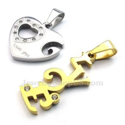 Collier Pendentif Cœur En Titane Tendance Pour Couple (Chaîne Offerte) (Une Paire)