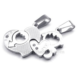 Collier Pendentif Couple Deux Cœurs En Titane (Chaîne Offerte) (Une Paire)