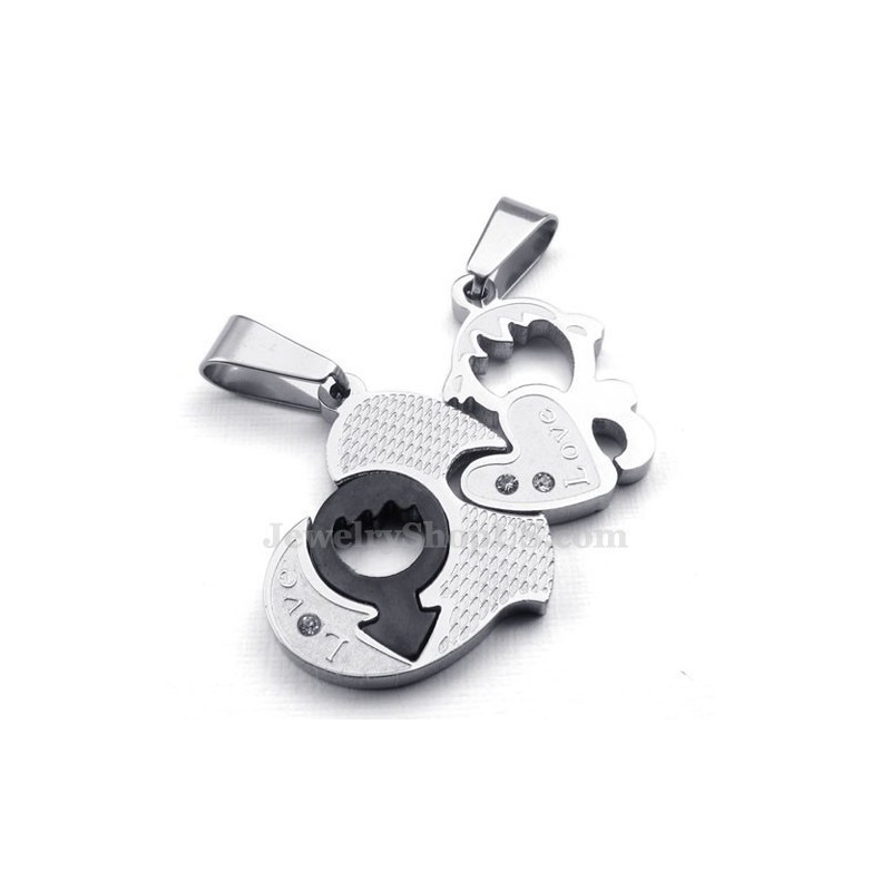 Collier Pendentif Couple Deux Cœurs En Titane (Chaîne Offerte) (Une Paire) Collier Pendentif Couple Deux Cœurs En Titane (Chaîne Offerte) (Une Paire)