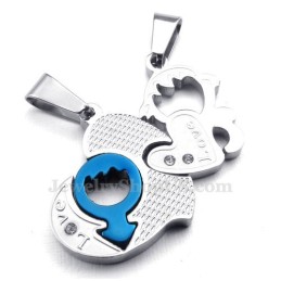 Collier Pendentif Couple Deux Cœurs En Titane (Chaîne Offerte) (Une Paire)