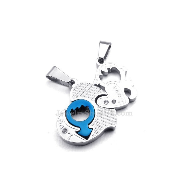 Collier Pendentif Couple Deux Cœurs En Titane (Chaîne Offerte) (Une Paire)