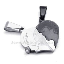Collier Pendentif Cœur Brisé En Titane Pour Couple (Chaîne Offerte) (Une Paire)