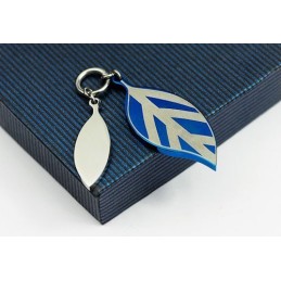Pendentif Feuille Bleue Tendance En Titane - Chaîne Offerte