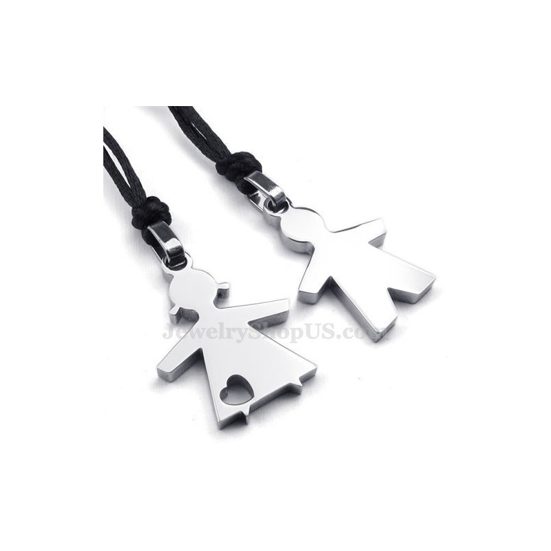Collier Pendentif En Titane Argenté Pour Elle Et Lui (Chaîne Offerte) (Une Paire) Collier Pendentif En Titane Argenté Pour Elle Et Lui (Chaîne Offerte) (Une Paire)