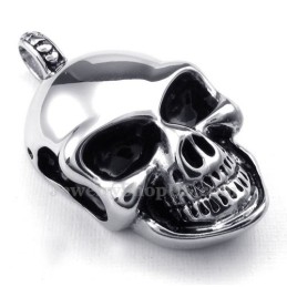 Collier Pendentif Tête De Mort En Argent Et Titane (Chaîne Offerte)