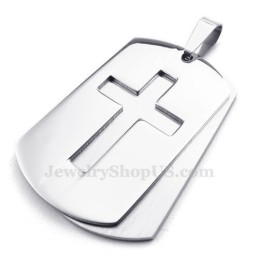Collier Avec Pendentif Croix En Titane Et Cartes Argentées (Chaîne Offerte)