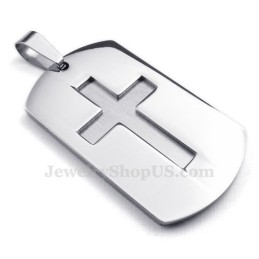 Collier Avec Pendentif Croix En Titane Et Cartes Argentées (Chaîne Offerte)
