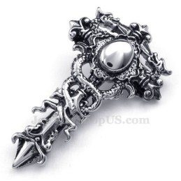 Collier Pendentif Double Dragon En Titane (Chaîne Gratuite)