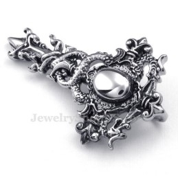 Collier Pendentif Double Dragon En Titane (Chaîne Gratuite)