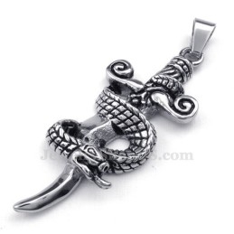 Collier Pendentif Épée Serpent En Titane (Chaîne Gratuite)