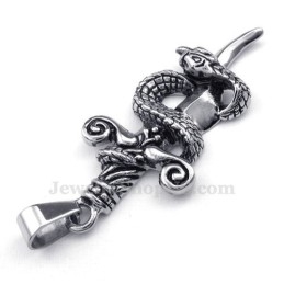 Collier Pendentif Épée Serpent En Titane (Chaîne Gratuite)