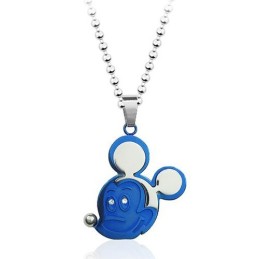 Pendentif Mickey Mouse Bleu En Titane - Chaîne Offerte