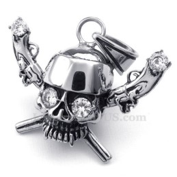 Collier Pendentif Crâne De Pirate En Titane (Chaîne Gratuite)