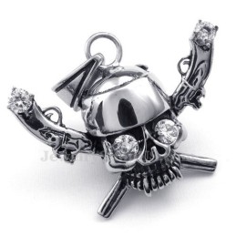 Collier Pendentif Crâne De Pirate En Titane (Chaîne Gratuite)