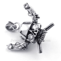 Collier Pendentif Crâne De Pirate En Titane (Chaîne Gratuite)