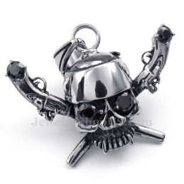 Collier Pendentif Exquis En Titane Avec Tête De Mort De Pirate (Chaîne Gratuite)
