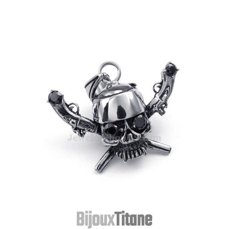 Collier Pendentif Exquis En Titane Avec Tête De Mort De Pirate (Chaîne Gratuite) Collier Pendentif Exquis En Titane Avec Tête De Mort De Pirate (Chaîne Gratuite)