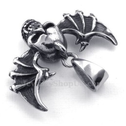 Collier Pendentif Tête De Mort En Titane Avec Ailes (Chaîne Gratuite)