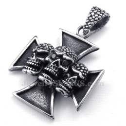 Collier Pendentif Tête De Mort En Titane The Cross (Chaîne Gratuite)