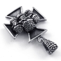 Collier Pendentif Tête De Mort En Titane The Cross (Chaîne Gratuite)