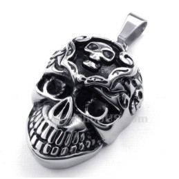 Collier Élégant Avec Pendentif Tête De Mort En Titane (Chaîne Gratuite)