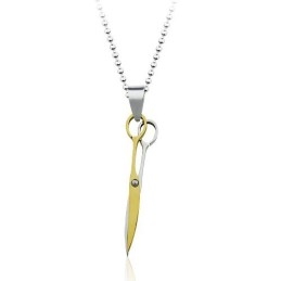Pendentif Gloden Scissor Fashion En Titane - Chaîne Offerte