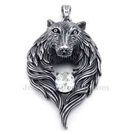 Collier Avec Pendentif Loup En Titane Et Zircon Blanc (Chaîne Offerte)