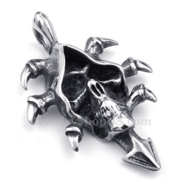 Superbe Collier Pendentif Tête De Mort En Titane (Chaîne Gratuite)