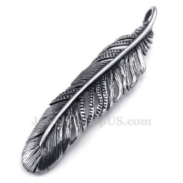 Collier Pendentif Plume En Titane (Chaîne Gratuite)