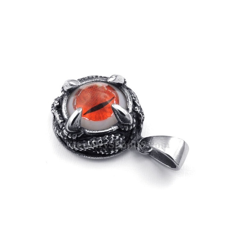 Collier Pendentif Œil De Chat Rouge En Titane (Chaîne Offerte) Collier Pendentif Œil De Chat Rouge En Titane (Chaîne Offerte)