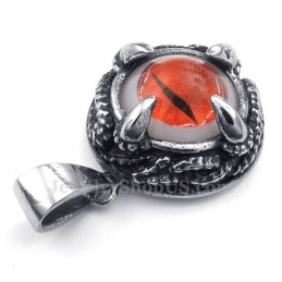 Collier Pendentif Œil De Chat Rouge En Titane (Chaîne Offerte)