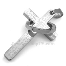 Collier Pendentif Croix En Titane Avec Inscription « Écriture » (Chaîne Gratuite)