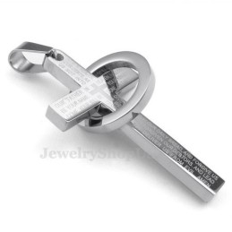 Collier Pendentif Croix En Titane Avec Inscription « Écriture » (Chaîne Gratuite)