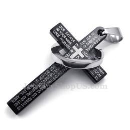 Collier Avec Pendentif Croix Noire En Titane (Chaîne Gratuite)