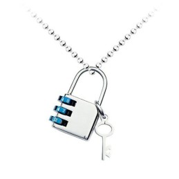 Pendentif En Titane Pour Homme Avec Cadenas Et Clé Codés - Chaîne Offerte