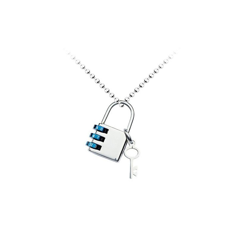 Pendentif En Titane Pour Homme Avec Cadenas Et Clé Codés - Chaîne Offerte