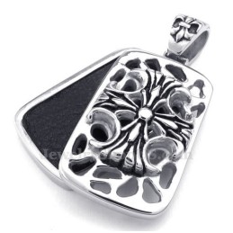 Collier Pendentif Croix En Titane Avec Cartes (Chaîne Gratuite)