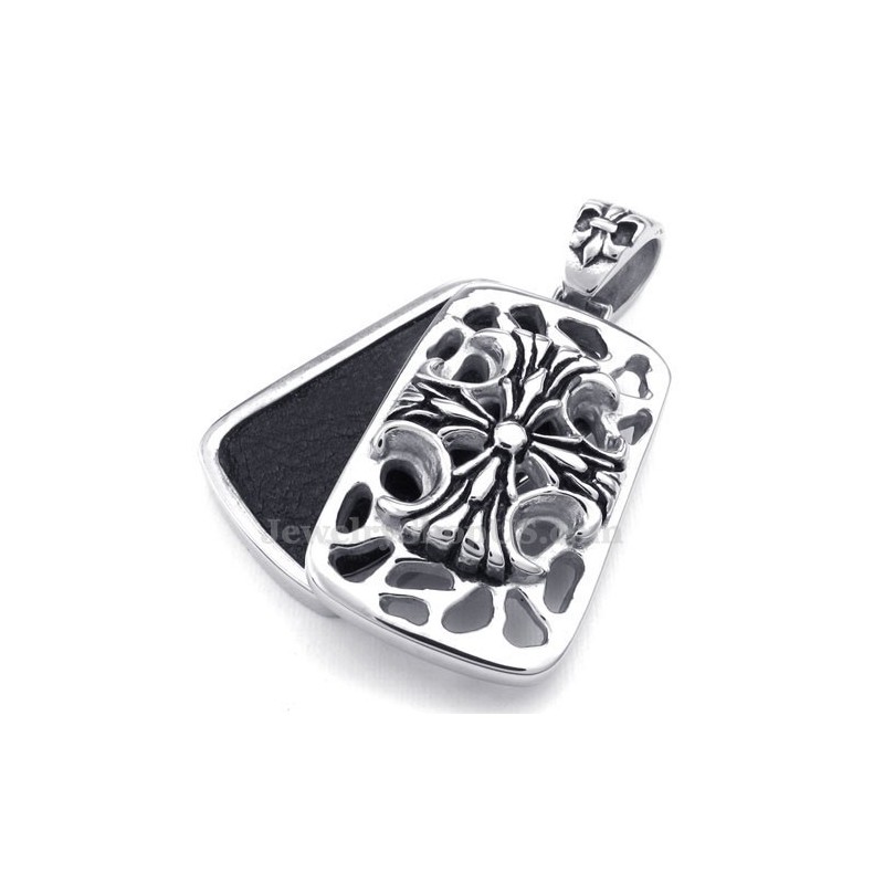 Collier Pendentif Croix En Titane Avec Cartes (Chaîne Gratuite)