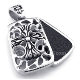 Collier Pendentif Croix En Titane Avec Cartes (Chaîne Gratuite)