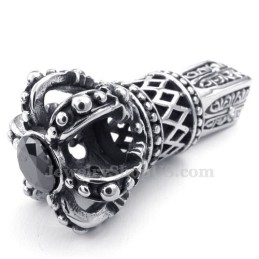 Collier Avec Pendentif Couronne Impériale En Titane Et Zircon Noir (Chaîne Offerte)