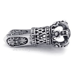 Collier Avec Pendentif Couronne Impériale En Titane Et Zircon Noir (Chaîne Offerte)