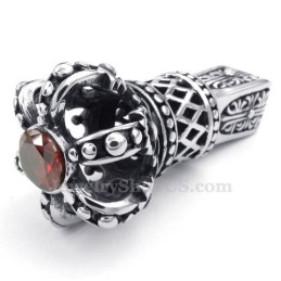 Collier Avec Pendentif Couronne Impériale En Titane Et Zircon Rouge (Chaîne Offerte)