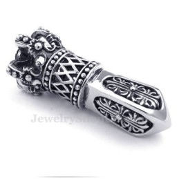 Collier Avec Pendentif Couronne Impériale En Titane Et Zircon Rouge (Chaîne Offerte)