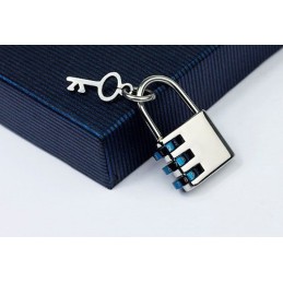 Pendentif En Titane Pour Homme Avec Cadenas Et Clé Codés - Chaîne Offerte