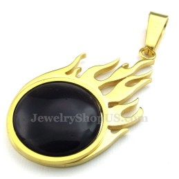Collier Avec Pendentif Boule De Feu En Titane Et Or (Chaîne Gratuite)